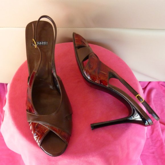 CASADEI ITALY LEATHER GENUINE CROCODILE SLINGBACKS - Picture 8 of 13